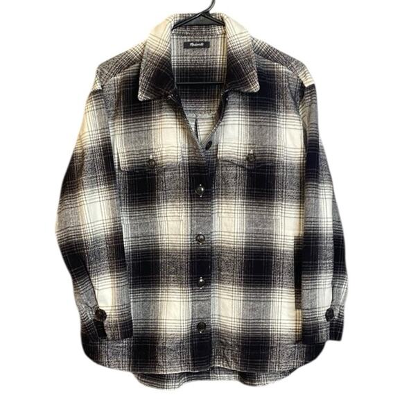 Madewell Twill Flannel Shirt-Jacket in Windowpane Plaid Women's Medium - Picture 2 of 7